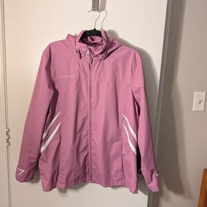 Pink Hooded Jacket with White Accents